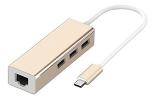 Imagen 1 de 1 de Adaptador Tipo C A Rj45 Lan 10 100 1000 3 Puertos Usb 3.0