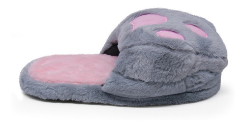 Imagem 4 de 7 de Pantufa Chinelo Pelúcia 3d Pata Gato - Solado Antiderrapante