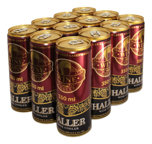 Kit 12 Cervejas Chopp De Vinho Haller Cooler Socorro Bebidas