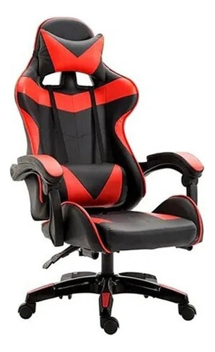 Silla Gamer Ergonómica Cuero Ecológico Reclinable Color Negro/rojo