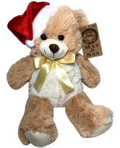 Boneco Pelúcia Urso Ursinho Claro Papai Noel Decoração Natal