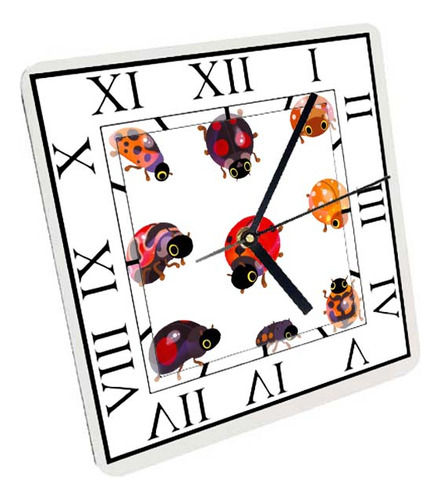 Reloj Madera Brillante Pared Y Mesa Diseño Bichos Kawaii A25