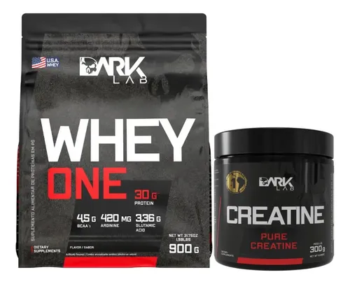 Whey One Protein Proteína Sachê Refil 900g - Dark Lab Sabor Chocolate + Creatina Monohidratada 300g 100% Pura Dark Lab