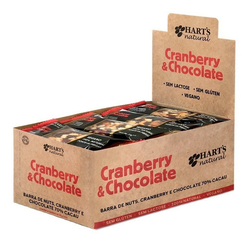 Barra De Nuts Cranberry E Chocolate 70% Cacau Harts Natural