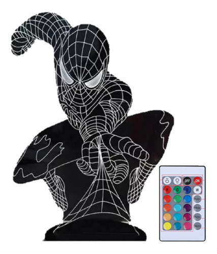 Lámpara Led 3d Acrílico Spiderman Hombre Araña Base 7colores