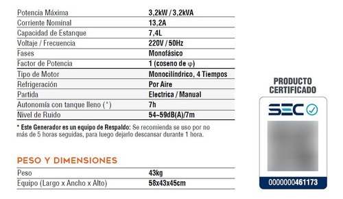 Imagen 3 de 4 de Generador Eléctrico A Gasolina 3.2 Kva Kolvok./ Insonoro