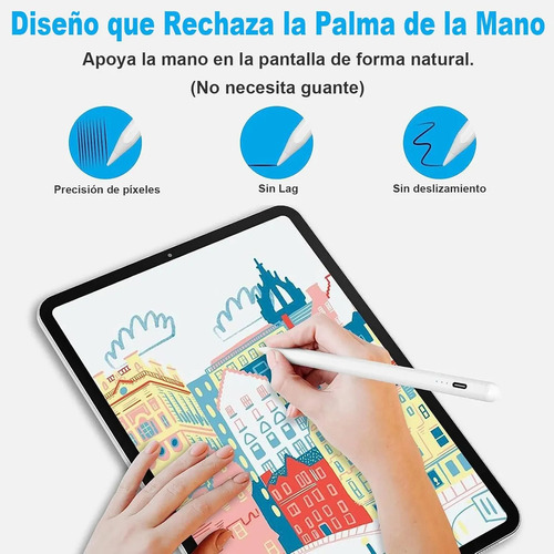 Pluma Lápiz Óptico Stylus Capacitivo Para iPad (2018-2025) Carga Rápida Con Diseño Magnético,rechazo Palma, Para Apple iPad (11/10/9/8/7/6 Generación), Pro (12,9 /11 /13 , M4), Air (3/4/5/m2/m3)