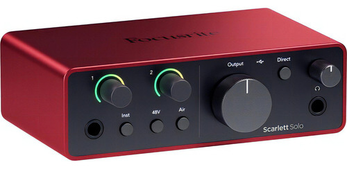 Interface de áudio Focusrite Scarlett Solo de 4ª geração USB-c cor vermelha