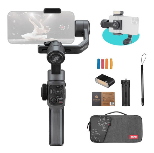 Estabilizador combinado Zhiyun Smooth 5 para telefone - Cor oficial: cinza escuro