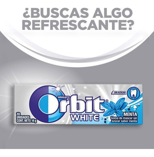 Imagen 3 de 4 de Orbit Chicle Sin Azúcar Sabor Menta Suave 10u