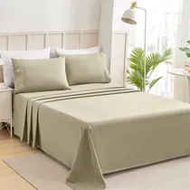 Comprar Juego De Sábanas Colores Lisos Design Ultra Suave Brushing Lujo Hogar Microfibra Hogar Premium Hipoalergénica 4 Pcs (2*funda De Almohada 1*sábanas 1*Sábanas ajustables) Matrimoniale Café