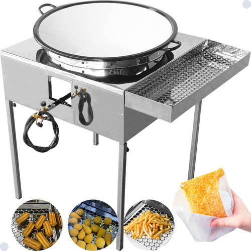 Fogão Fritador De Pastel E Salgados Em Aço Inox Com Tacho 22