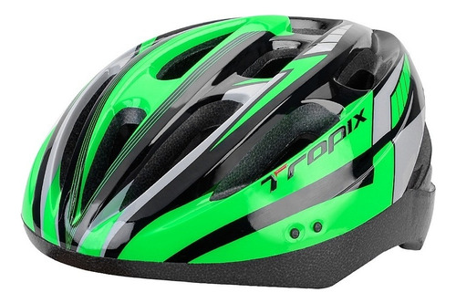 Capacete Tropix Bicicleta/ciclismo Mtb/speed Com Viseira Cor Verde/cinza Tamanho M