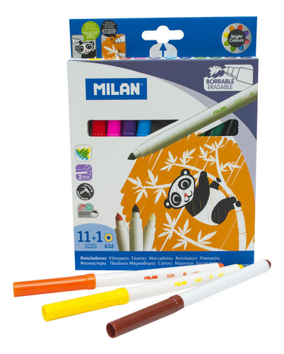 Marcador Escolar Punta Fina Colores Jgo Un Borrable : Milan