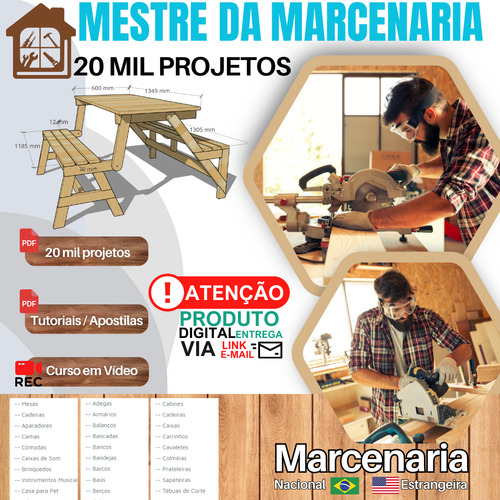Pack 20 Mil Projetos Marcenaria, Bancos, Cadeiras,armarios