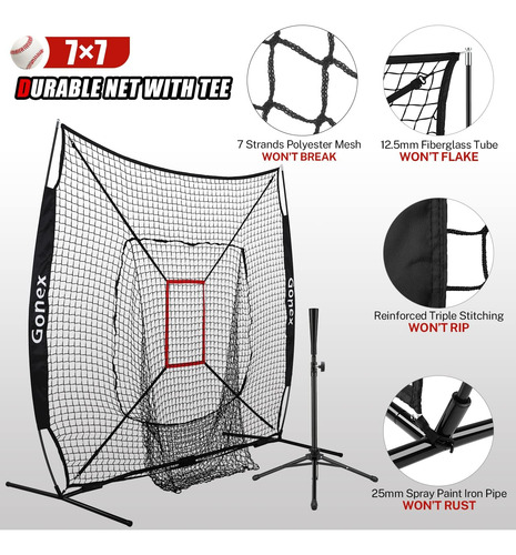 Gonex Juego De Red De Práctica De Béisbol Y Softbol De 7' X