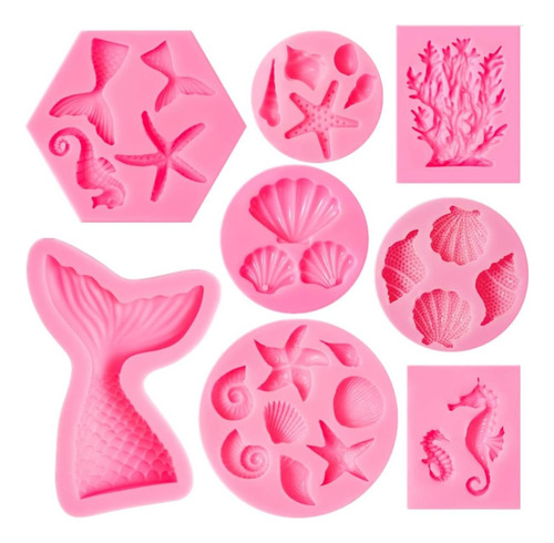 Molde De Silicona De Fondant Elfkitwang Marine, Concha, Cola