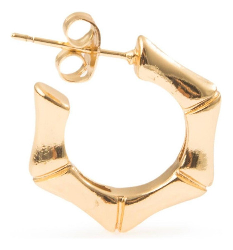 Aretes Arracadas Broquel Bambú 4mm Chapa De Oro 18k Color Dorado