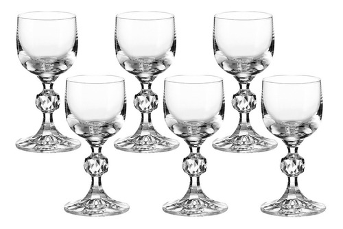 6 Taças Cristal Para Licor 50ml Linha Claudia Bohemia
