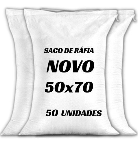 Saco Ráfia Laminado 50x70 P/ Farinha Ração 50 Unidades Cor Branco