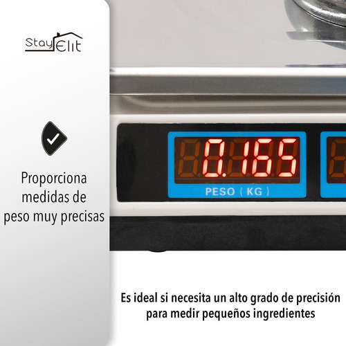 Imagen 5 de 8 de Báscula Comercial Digital Stay Elit Dgit-01 40kg Blanco Ms