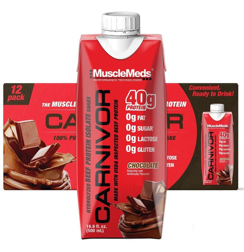 Bebida Malteada Liquida Musclemeds Carnivor Rtd 12 Pack Gym