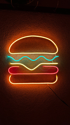 Letrero Neón Led Hamburguesa 40x40cm Neon Magic Mx Led Azul 