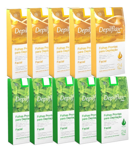 240 Un Folhas Prontas Facial Natural E Hortelã Depilflax