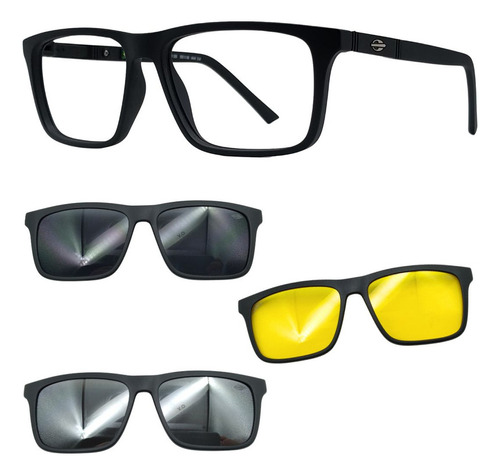 Oculos Mormaii 6112 Swap 4 Preto Fosco Com 3 Clipons Cpn