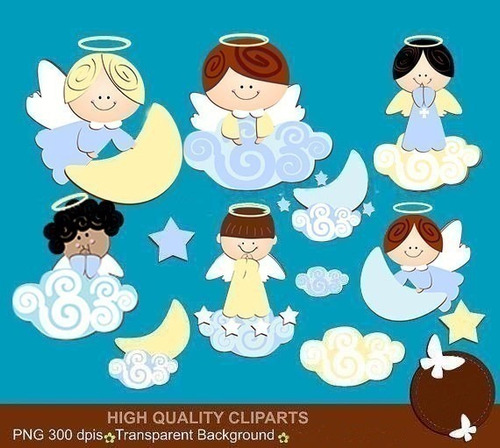 Kit Imprimible Angelitos Nene Bautismo 12 Clipart Ver Promo