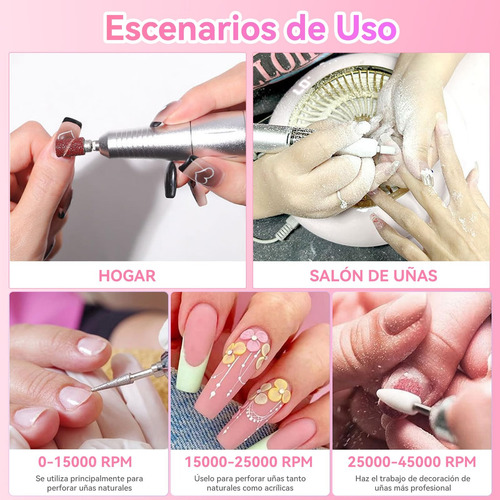 Pulidor De Uñas Profesional Portátil Con Pantalla Digital Rosa