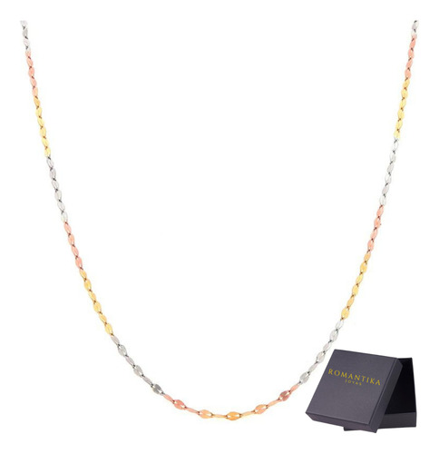 Cadena Collar Grano De Cafe Oro Solido 14 Kilates Dama Italy 55cm Florentino