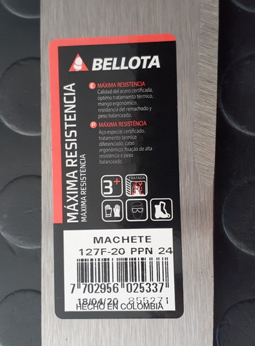 Imagen 3 de 3 de Machete Recto Peinilla Bellota 20 Pulgadas