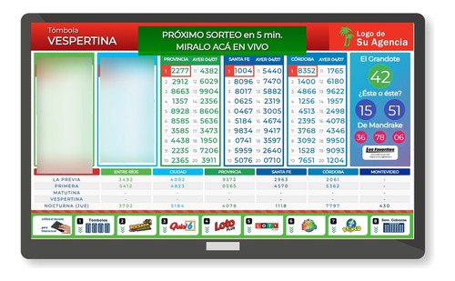 Sistema Interactivo Vivo Cartel Agencia Quinielas Entre Rios