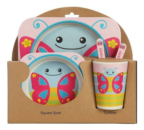Set De Bamboo Alimentacion Bebe 5 Piezas