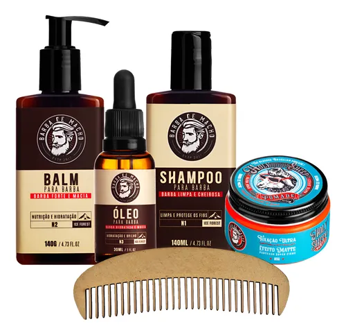 Kit Barba Lenhador Para Tratar A Barba Shampoo + Balm + Oleo