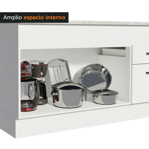 Gabinete Bajo Bufetera Madesa Agata 150cm Con Encimera Bb Color Blanco
