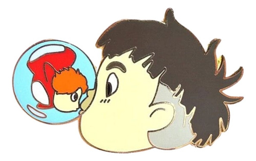 Pin Broche Metálico Ponyo Beso Estudios Ghibli Anime