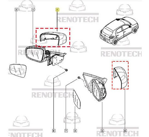 Imagem 4 de 10 de Kit Capa Retrovisor Direito E Esquerdo Kwid 2016 963731321r