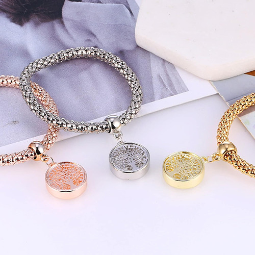 Brazaletes Triple Tree Of Life, Joyería De Acero Inoxidable