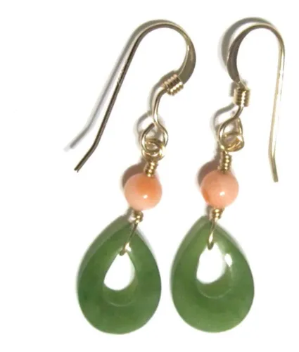 Aretes Pequeños De Jade De Nefrita Natural Verde Forma...