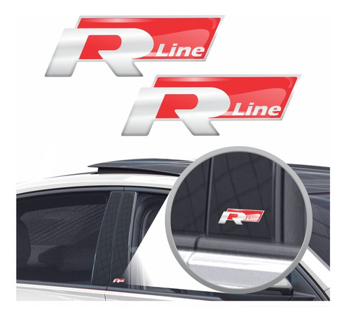 Adesivo Emblema Rline Coluna Golf Jetta Virtus Polo Passat