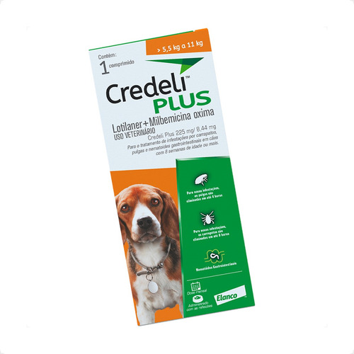 4 Credeli Plus Elanco Para Cães De 5,5 A 11 Kg - 1 Comp