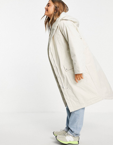 Parka Color Crema Con Diseño En Cascada De Asos Design