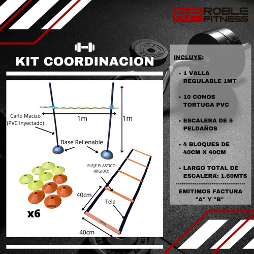 Imagen 2 de 9 de Combo Kit Entrenamiento Valla + Escalera + Cono Tortuga