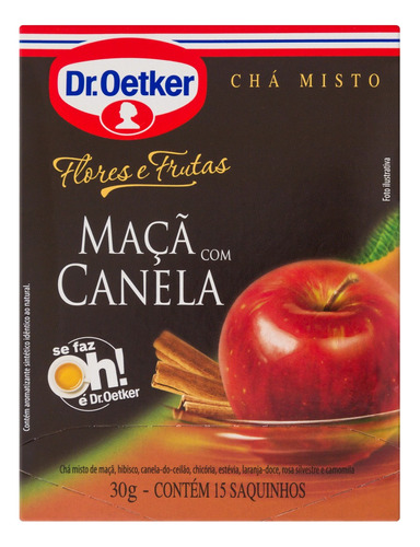 Chá Maçã com Canela Dr. Oetker Flores e Frutas Caixa 30g 15 Unidades