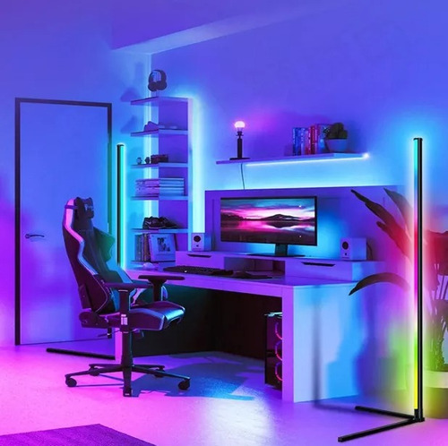 Lámpara Conexion Usb De Pie Luces Led Rgb Control Remoto