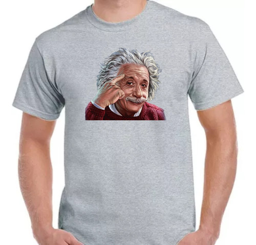 Remera Gris Sublimada Personalizada Albert Einstein