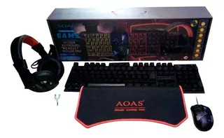 Kit de teclado y mouse gamer Aoas AS-1066 teclado negro