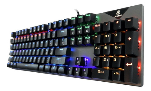 Teclado gamer Jeang JK-919 QWERTY Jeqang Blue, cor preta com luz RGB